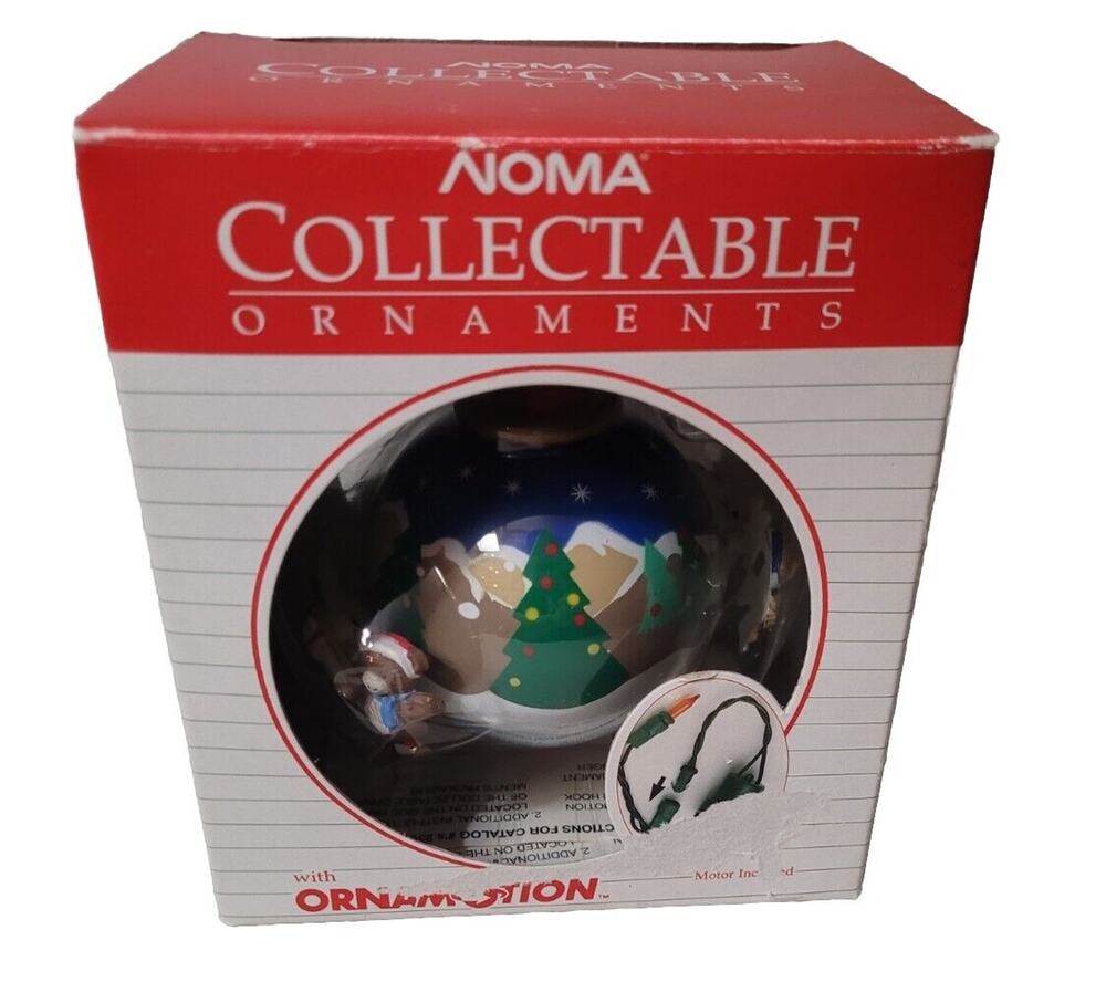 Vintage NIB Noma Ornamotion Ornament Teddy Around The World Motorized